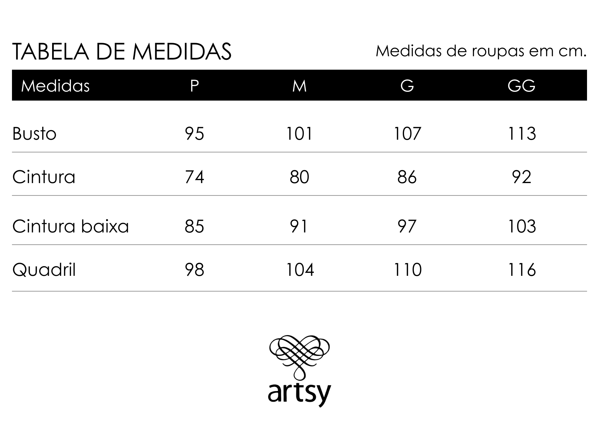 Tabela de Medidas - Saia Heloisa